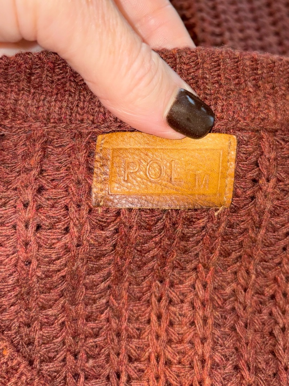POL Chunky Knit Sleeveless Sweater Tunic Rust Brown High Low M - Picture 4 of 5